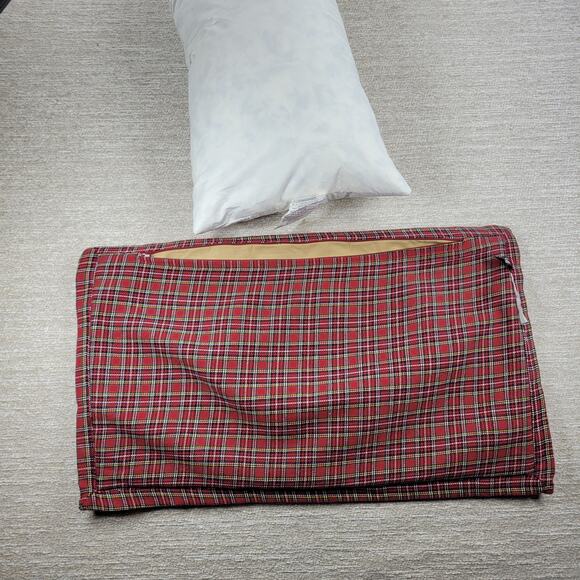 Vtg Newport Joy Lumbar Pillow 24” Plaid Trim Down Filled Holiday Christmas Decor - Picture 13 of 13